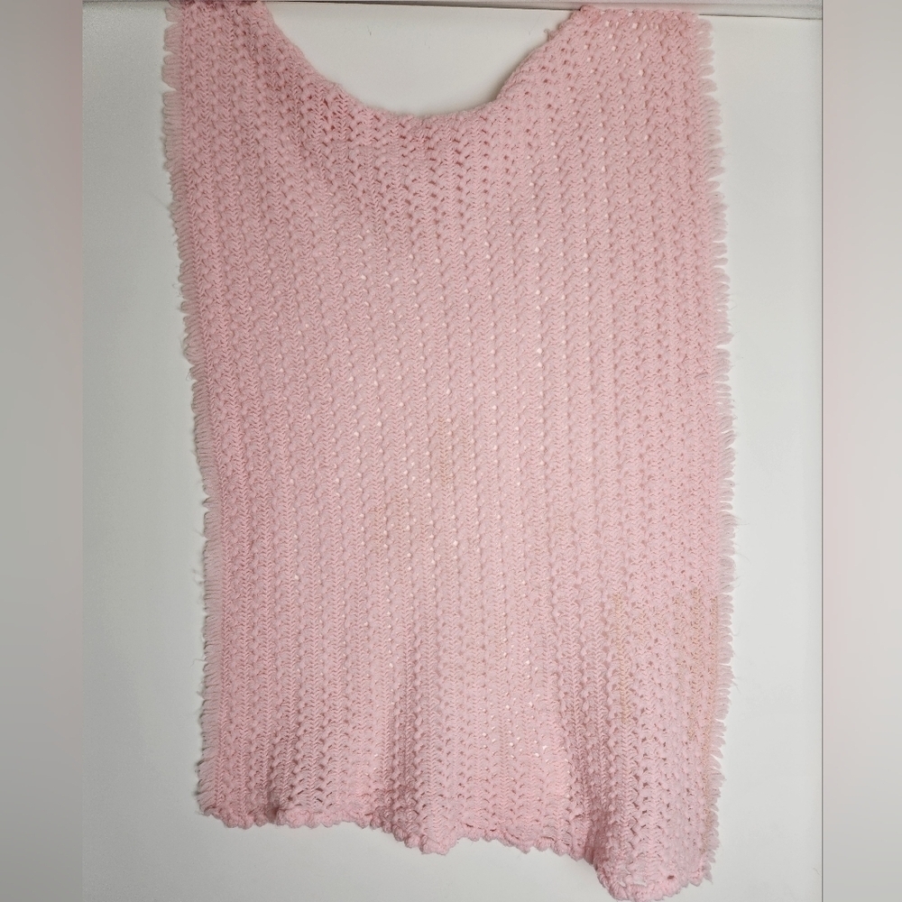Handknit Pink Baby Blanket